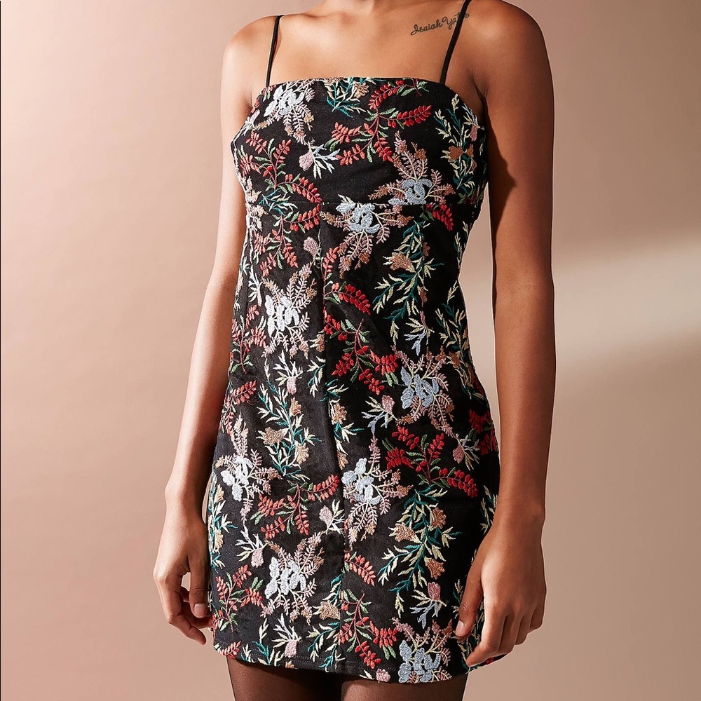 Urban Outfitters Ponte Straight-Neck Dress Black